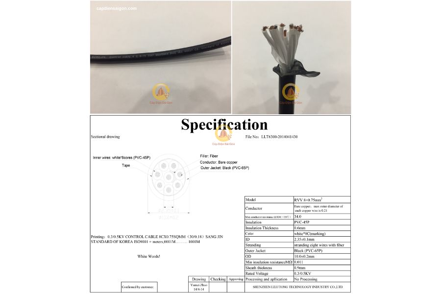 Cáp Điều Khiển Sangjin Không Lưới 8 Core x 1,5 mm² (Sangjin RVV 8x1,5mm²): Sự Lựa Chọn Hoàn Hảo Cho Hệ Thống Điều Khiển Hiện Đại